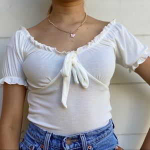 White Peplum Off the Shoulder Top
